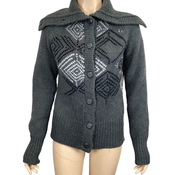Columbia Sweater Medium Gray Wool Alpaca Blend Knit Button-Up Cardigan - Picture 1 of 9